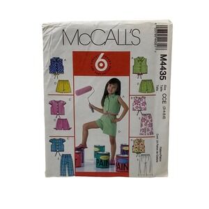 McCalls M4435 Girls Tops Shorts Capri Pants Sewing Pattern Uncut Size 3 4 5 6